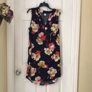 Flower print navy dress